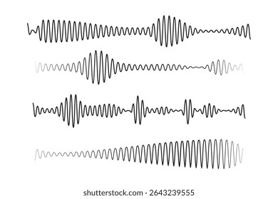 sound waveform pattern for music player, podcasts, video editor, voise message in social media chats, voice assistant, dictaphone. vector illustration element