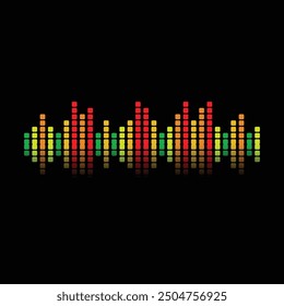 Sound Waveform with Reflection on Black. Recording audio and entertainment media industry