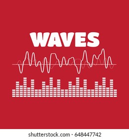  Sound Waveforms. Sound waves and musical icons