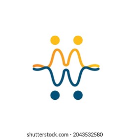 onda de sonido, línea de pulso, efecto de ecuador y sonido o diseño de imágenes de mw letter