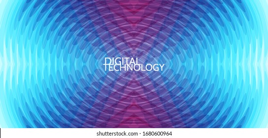 Sound waves. Abstract background in technology style. Vector illustration. Cover design template. Can be used for advertising, marketing and presentation. 