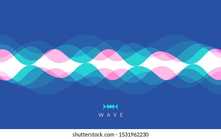 Sound waves. Abstract wavy background with dynamic effect. Modern screen design for mobile app and web. 3d vector illustration for brochure, banner, flyer or presentation.