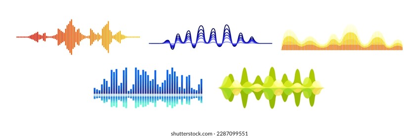 Sound Waves and Audio Digital Equalizer Curve with Amplitude Vector Set