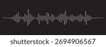 Sound waves and audio waveform elements. Song or music track shapes. Voice signal visualization. Digital soundwave icon set. Music rhythm frequency pulse graphic vector element. Black background. 