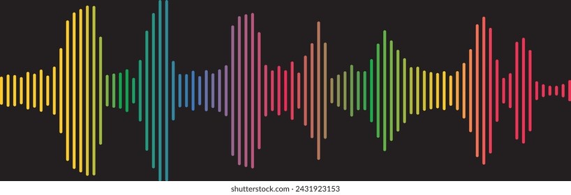 Sound waves collection. High frequency radio wave. Music equalizer. Interference voice recording. Sound wave set. Sound waves, Equalizer, Audio waves, Radio signal. Podcast Equalizer template. Vector 