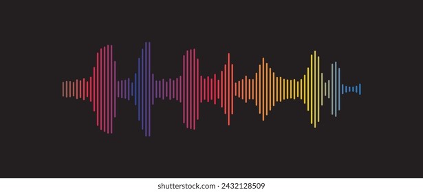 Colección de ondas de sonido. Onda de alta frecuencia. Ecualizador de música. Interferencia en la grabación de voz. Conjunto de ondas de sonido. Ondas de sonido, ecualizador, ondas de audio, señal de radio. Plantilla de ecualizador de podcast. Vector 