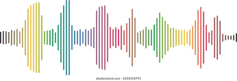 Sound waves collection. High frequency radio wave. Music equalizer. Interference voice recording. Sound wave set. Sound waves, Equalizer, Audio waves, Radio signal. Podcast Equalizer template. Vector 