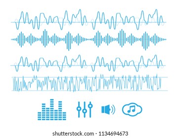 Sound waves concept. Sound waves vector. Sound waves sign and symbol in flat style