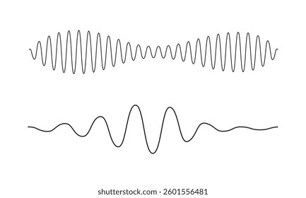 Sound waves design template. Set of podcast sound waves design.