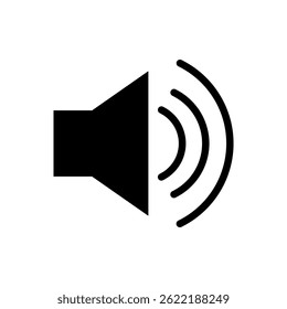 Sound waves emanate from speaker on a bright background