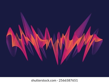 Sound waves equalizer. Frequency audio waveform, music wave or voice graph signal in HUD style. Abstract sound wave stripe lines. Volume level symbol. Vector cartoon illustration