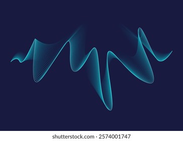 Sound waves equalizer. Frequency audio waveform, music wave or voice graph signal in HUD style. Abstract sound wave stripe lines. Volume level symbol. Vector cartoon illustration