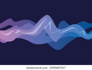 Sound waves equalizer. Frequency audio waveform, music wave or voice graph signal in HUD style. Abstract sound wave stripe lines. Volume level symbol. Vector cartoon illustration