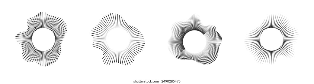 Sound waves equalizer set, Radio frequency Circle audio waves. Vector design elements isolate.