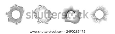 Sound waves equalizer set, Radio frequency Circle audio waves. Vector design elements isolate.