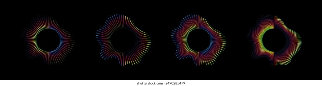 Sound waves equalizer spectrum set, Radio frequency Circle audio waves. Vector illustration design elements isolate.