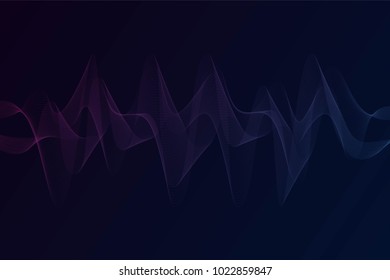 Sound waves form in glow light. Smart Link Technologies to deliver high availability connectivity. Abstract blue Polygonal Space Background with Connecting Dots and Lines. Big data visual.