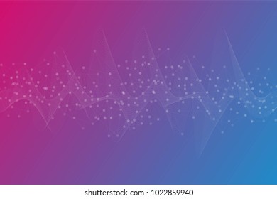 Sound waves form in glow light. Smart Link Technologies to deliver high availability connectivity. Abstract blue Polygonal Space Background with Connecting Dots and Lines. Big data visual.