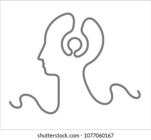 sound waves going through the head phones - single line