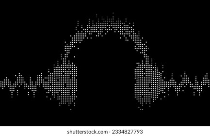Sound waves headphone concept. Dotted headphone. Music sound waves. Vector illustration.