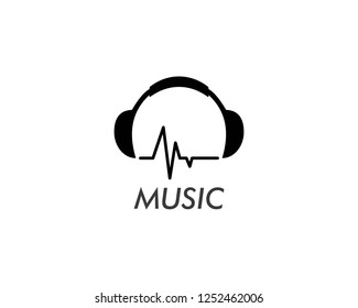 Sound waves with headphone vector illustration