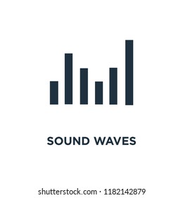 Sound waves icon. Black filled vector illustration. Sound waves symbol on white background. Can be used in web and mobile.