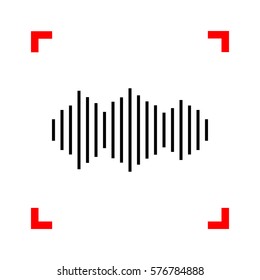 Sound waves icon. Black icon in focus corners on white background. Isolated.