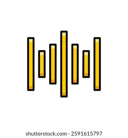 Sound Waves Icon with Black Outlines on White Background