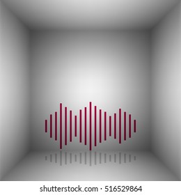 Sound waves icon. Bordo icon with shadow in the room.