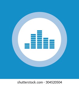 Sound waves icon in circle with blue back ground . Vector illustration . 