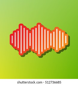 Sound waves icon. Contrast icon with reddish stroke on green backgound.