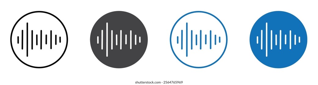 Sound waves icon flat editable icon mark set.