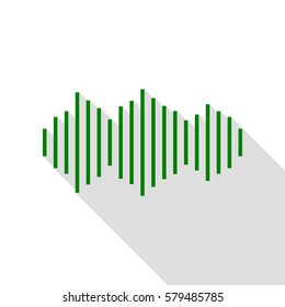 Sound waves icon. Green icon with flat style shadow path.