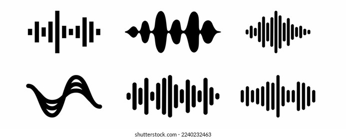 Ilustración del icono de ondas de sonido. Colección de iconos de ondas de sonido. Vector de material.