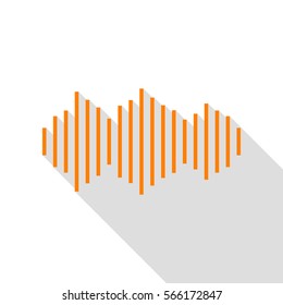 Sound waves icon. Orange icon with flat style shadow path.