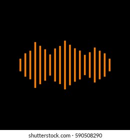Sound waves icon. Orange icon on black background.