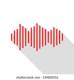 Sound waves icon. Red icon with flat style shadow path.