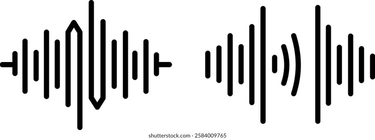 "Sound Waves Icon Representing Audio Signals, Music, and Digital Communication"