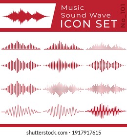 Sound waves icon set. Music sound wave equalizer vector design collection. Vector and illustration.