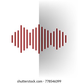 Sound waves icon. Vector. Bordo icon on white bending paper background.