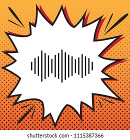 Sound waves icon. Vector. Comics style icon on pop-art background.