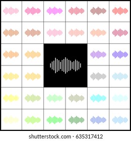 Sound waves icon. Vector. Felt-pen 33 colorful icons at white and black backgrounds. Colorfull.
