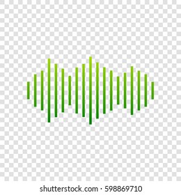 Sound waves icon. Vector. Green gradient icon on transparent background.