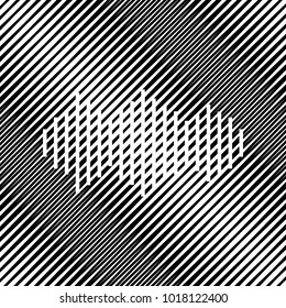 Sound waves icon. Vector. Icon. Hole in moire background.