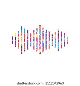 Sound waves icon. Vector. Stained glass icon on white background. Colorful polygons. Isolated.