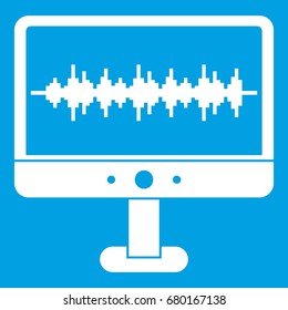 Sound waves icon white isolated on blue background vector illustration