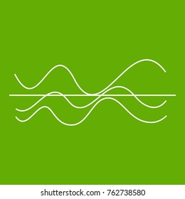 Sound waves icon white isolated on green background. Vector illustration