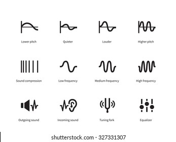 Sound waves icons on white background. Vector illustration.