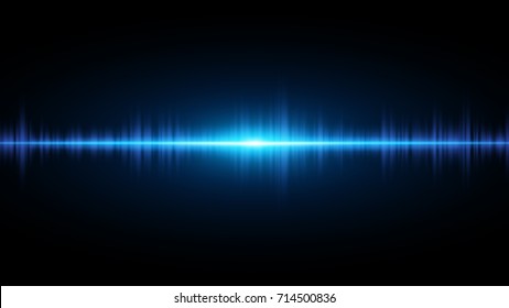 Sound waves of light blue on a dark background. Background for the radio, club, party. Vibration of light. Bright flash of light. Vector illustration
