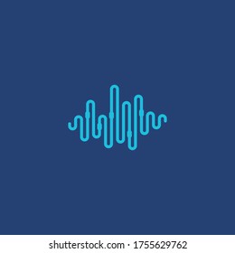 Sound of Waves Line Logo Template Illustration Design. 